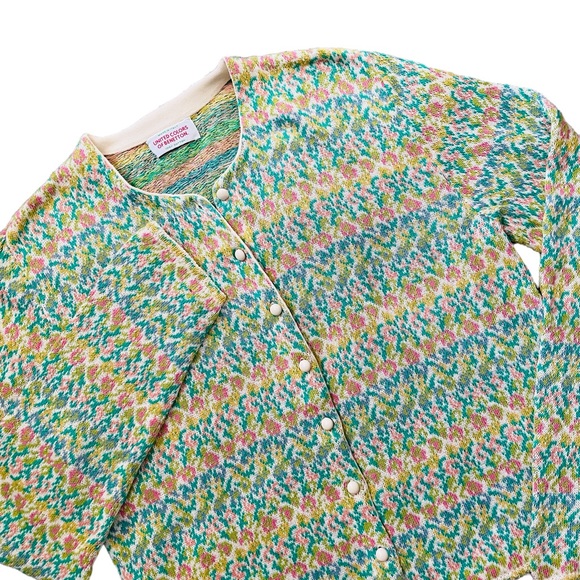 Vintage United Colors of Benetton Italian Made Kawaii Pastel Floral Cardigan L